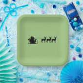 Santa sleigh reindeer papieren bordje (Feest)