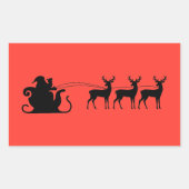 Santa sleigh reindeer rechthoekige sticker (Voorkant)