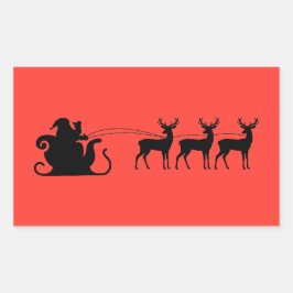 Santa sleigh reindeer rechthoekige sticker