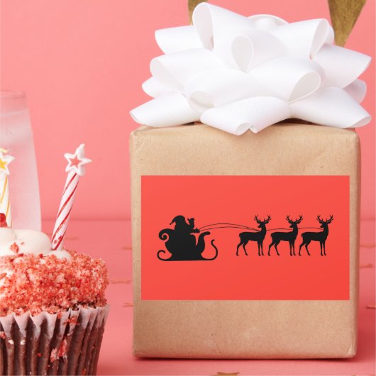 Santa sleigh reindeer rechthoekige sticker (Feest)