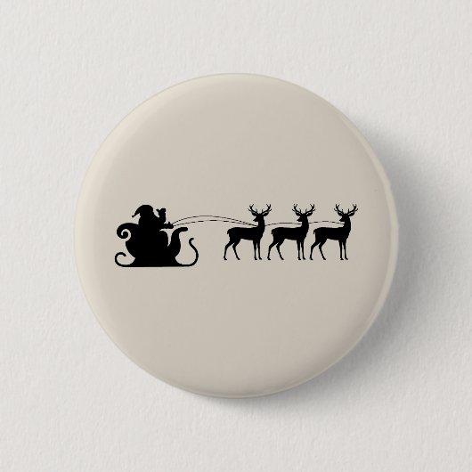 Santa sleigh reindeer ronde button 5,7 cm (Voorkant)