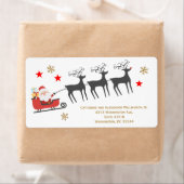 Santa Sleigh Reindeer Rudolph kerstsneeuw groot Etiket (Insitu)