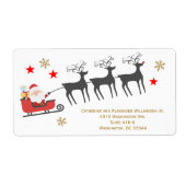 Santa Sleigh Reindeer Rudolph kerstsneeuw groot Etiket (Voorkant)