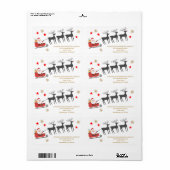 Santa Sleigh Reindeer Rudolph kerstsneeuw groot Etiket (Full Sheet)