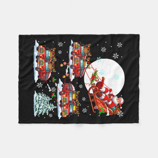 Santa Sleigh Reindeer School Buses Matching Driver Fleece Deken (Voorkant (Horizontaal))