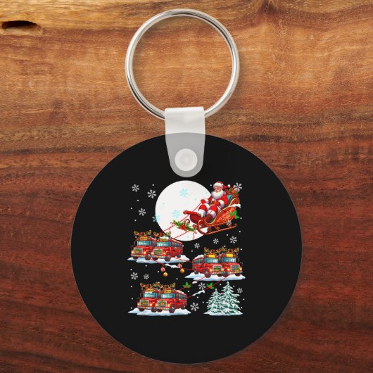 Santa Sleigh Reindeer School Buses Matching Driver Sleutelhanger (Voorkant)