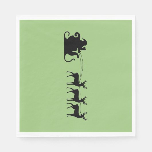 Santa sleigh reindeer servet (Voorkant)