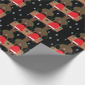 SANTA SLEIGH & REINDEER WRAPPING PAPER CADEAUPAPIER (Hoek)