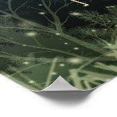 Santa Sleigh Reindeerkerstpapier Poster (Hoek)