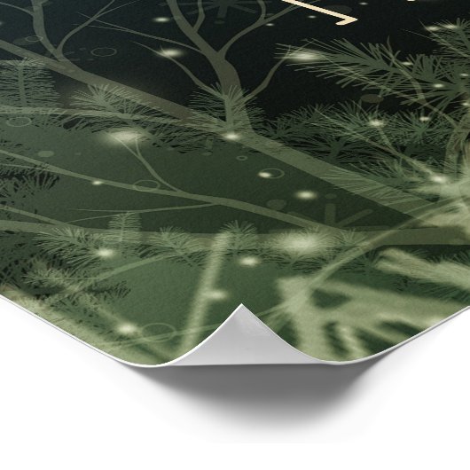 Santa Sleigh Reindeerkerstpapier Poster (Hoek)