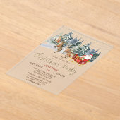 Santa,Sleigh,Reindeers,Forest Christmas Party Acryl Uitnodigingen (Laagn)
