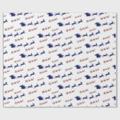 Santa Sleigh Reinders en Ho Ho Wit Naadloos Cadeaupapier (Vlak)