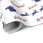 Santa Sleigh Reinders en Ho Ho Wit Naadloos Cadeaupapier (Rol Hoek)