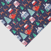 Santa Sleigh Rendier Kerstmis Nordic Village Tissuepapier (Detail)