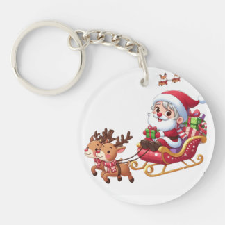 Santa Sleigh Ride Feestelijke Kerstcadeau voor kin Sleutelhanger