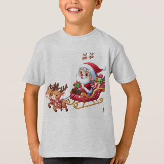 Santa Sleigh Ride Feestelijke Kerstcadeau voor kin T-shirt