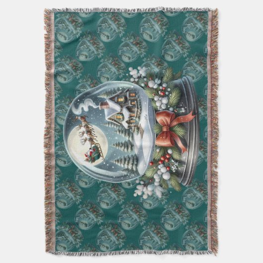 Santa Sleigh Ride in Snow Globe Wonderland Deken (Voorkant Verticaal)