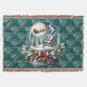 Santa Sleigh Ride in Snow Globe Wonderland Deken (Voorkant)