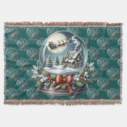 Santa Sleigh Ride in Snow Globe Wonderland Deken (Voorkant)