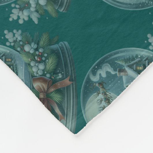 Santa Sleigh Ride in Snow Globe Wonderland Fleece Deken (Hoek)