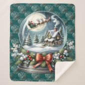 Santa Sleigh Ride in Snow Globe Wonderland Sherpa Deken (Voorkant)
