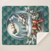 Santa Sleigh Ride in Snow Globe Wonderland Sherpa Deken (Voorkant (horizontaal))