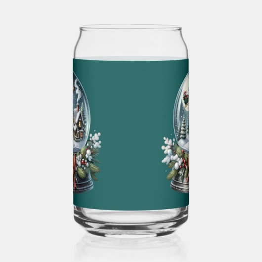 Santa Sleigh Ride in Snow Wereldbol Wonderland Blikvorm Glas (Rechts)