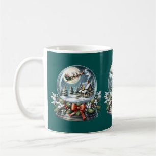 Santa Sleigh Ride in Snow Wereldbol Wonderland Koffiemok