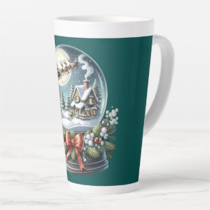 Santa Sleigh Ride in Snow Wereldbol Wonderland Latte Mok