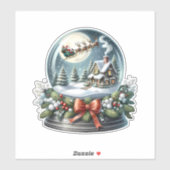 Santa Sleigh Ride in Snow Wereldbol Wonderland Sticker (Vel)