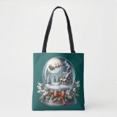 Santa Sleigh Ride in Snow Wereldbol Wonderland Tote Bag (Voorkant)