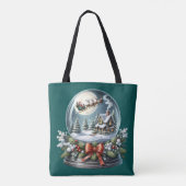 Santa Sleigh Ride in Snow Wereldbol Wonderland Tote Bag (Achterkant)