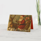  Santa Sleigh Ride Vrolijk Kerstfeest Kaart (Voorkant)