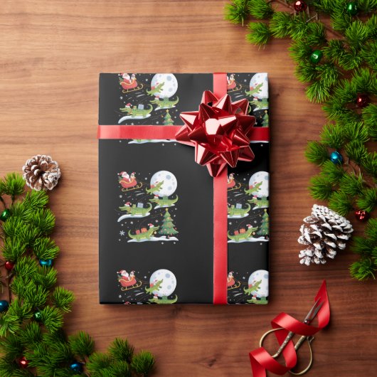 Santa Sleigh Riding Alligator Christmas Funny Xmas Cadeaupapier (Feestdagen Geschenken)