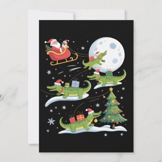 Santa Sleigh Riding Alligator Christmas Funny Xmas Feestdagenkaart (Voorkant)