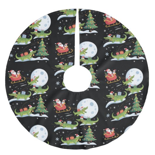 Santa Sleigh Riding Alligator Christmas Funny Xmas Kerstboom Rok (Voorkant)