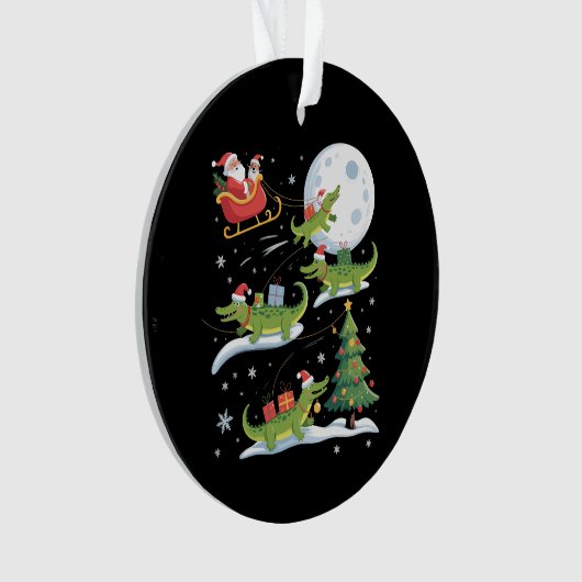 Santa Sleigh Riding Alligator Christmas Funny Xmas Ornament (voorkant)