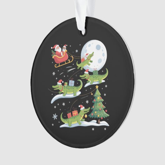 Santa Sleigh Riding Alligator Christmas Funny Xmas Ornament (voorkant)