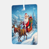 Santa sleigh rit Kerstmis vakantie ornament (Voorkant links)