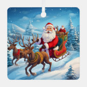 Santa sleigh rit Kerstmis vakantie ornament (Voorkant)