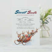 Santa Sleigh Secret Kerstfeest Kaart (Staand voorkant)