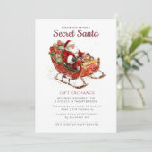 Santa Sleigh Secret Kerstfeest Kaart (Staand voorkant)