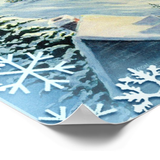 SANTA, SLEIGH & SNOWFLAKES, VAN SHARON SHARPE POSTER (Hoek)