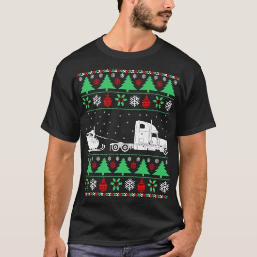 Santa Sleigh Truck-chauffeur kerst T-shirt (Voorkant)