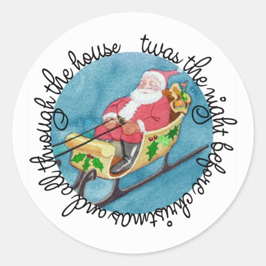 Santa Sleigh Twas de nacht voor de Sticker (Voorkant)