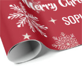 Santa Sleigh Unicorn Snowflakes Personalized Xmas Cadeaupapier (Rol Hoek)