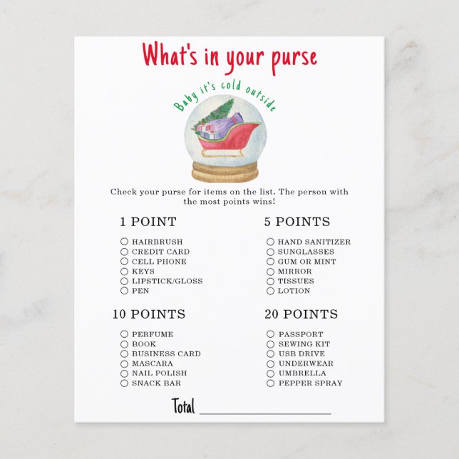 Santa sleigh - Wat in je tas baby shower (Voorkant)