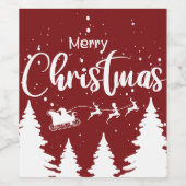 Santa Sleigh Wine Label - Custom Christmas Design! Wijn Etiket (Enkel label)