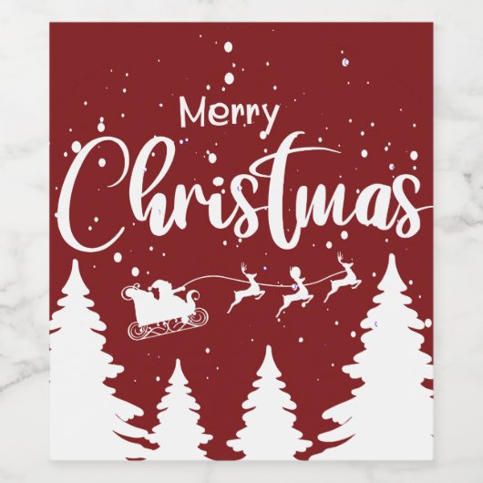 Santa Sleigh Wine Label - Custom Christmas Design! Wijn Etiket (Enkel label)