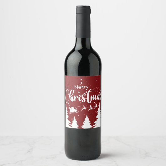 Santa Sleigh Wine Label - Custom Christmas Design! Wijn Etiket (Voorkant)
